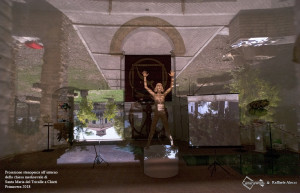 Proiezione stenopeica all'interno della chiesa medioevale di Santa Maria del Tricalle a Chieti (Abruzzo), 06-06-2018. Alecci x Pigments, Benassai e De Luca x CameraWork.